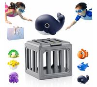 S nd Splash Pool Game, Kids Pool Diving Toys with Animals Floating Easy Release, Abs, Water Swimming Dive Pool Game, Toddler Bath Toy Play Set, For Backyard Beach Lake River Vacation (F)