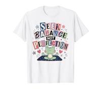 S alance Not Perfection Meditating Frog Yoga Value Graphic T-Shirt, Men, White, M