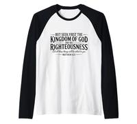 Seek First The Kingdom of God Christian Bible Verse Quote Raglan Baseball Tee