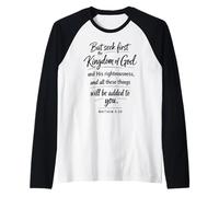 Seek First The Kingdom of God Scripture Prayer Matthew 6:33 Raglan Baseball Tee