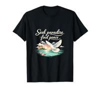 Seek Paradise Find Peace Dove Over Aqua Waves T-Shirt