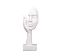 SEEK RARE Thinker Statue Creative Women Face Art Statue Abstract Character Crafts Ornaments Decorative Face Sculpture Figurine for Home Office Desktop Decor White B