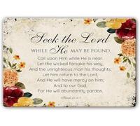 Seek The Lord While He May Be Found Metal Tin Sign Christian Bible Verses Wall Decor Scripture Wall Art Poster Office Artwork Pictures Wall Plaque for Home Living Room Decor 8×12 Inch