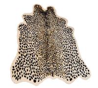 Seek4comfortable Leopard Print Rug Faux Cowhide Cheetah Skin Rug Home Decor | Small Cheetah Area Rugs for Living Room Bedroom, Soft Faux Animal Fur Hide Carpet Mat,39.4"x37.4"