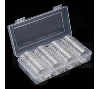 SeekAuth 56 Pack Clear Plastic Coin Capsule Holders, 31mm, with Storage Box, for US Franklin Kennedy Half Dollar