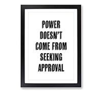 Seeking Approval Typography Framed Print | A2 Black Framed Wall Art | Ready to Hang | Modern Positive Affirmations Picture | Living Room Bedroom Lounge Office