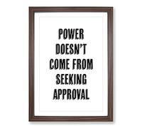Seeking Approval Typography Framed Print | A2 Walnut Framed Wall Art | Ready to Hang | Modern Positive Affirmations Picture | Living Room Bedroom Lounge Office