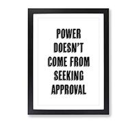 Seeking Approval Typography Quote Framed Print | A2 Black Framed Wall Art | Ready to Hang | Modern Positive Affirmations Picture | Living Room Bedroom Lounge Office