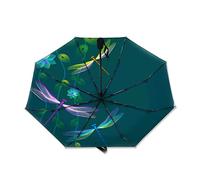 SEEKJOYS Abstract Dragonfly Pattern Umbrella Out Print Dragonfly Flowers Travel Umbrella Strong Compact Vibrant Designs Automatic Portable Folding Umbrella for Rain Sun UV Protection