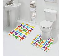 SEEKJOYS Bathroom Rugs Set 2 Piece Abstract Giraffe Pattern Bath Mats Set Includes 32'' x 20'' Bathroom and 20'' x 16'' U-Shaped Toilet Mat Large Absorbent Bath Mat with Non Slip Adhesive Bottom