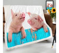 SEEKJOYS Funny Two Pigs Throw Blanket for Bed Couch,Sofa Super Soft Warm Comfy Blanket Cute Pig 60 x 50 inches Throw Blanket for Women Teen Girls Gift