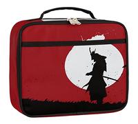 SEEKJOYS Japanese Samurai Pattern Portable Handle Lunch Bag Mount Fuji Reusable Lunchbox Tote Bag with Front Pocket for Women Men School Work Hiking Picnic
