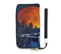 SEEKJOYS Ladies Wallet Forest Fall Illustration Large Women Wallets Card Holder Clutch Stylish Wallet with Wrist Strap Long Womens Purse for Cards,Coin