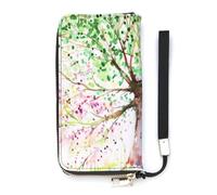 SEEKJOYS Ladies Wallet Four Seasons Tree Large Women Wallets Card Holder Clutch Stylish Wallet with Wrist Strap Long Womens Purse for Cards,Coin