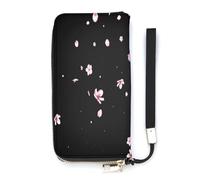 SEEKJOYS Ladies Wallet Pretty Cherry Pattern Large Women Wallets Card Holder Clutch Stylish Wallet with Wrist Strap Long Womens Purse for Cards,Coin