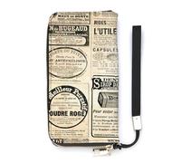 SEEKJOYS Ladies Wallet Vintage Magazine Pattern Large Women Wallets Card Holder Clutch Stylish Wallet with Wrist Strap Long Womens Purse for Cards,Coin
