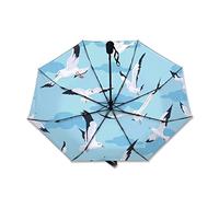 SEEKJOYS Seagull Under Blue Sky Inner Print Umbrella Birds Travel Umbrella Anti-UV Strong Compact Stylish Automatic Portable Umbrella for Rain Outdoor Use