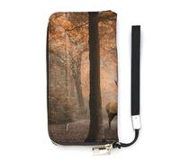 SEEKJOYS Wallet for Women Deer in The Forest Ladies Wallets Card Holder Clutch Stylish Leather Wallet with Wrist Strap Long Womens Purse
