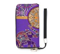 SEEKJOYS Wallet for Women Illustration of The National Phoenix Elephant Ladies Wallets Card Holder Clutch Stylish Leather Wallet with Wrist Strap Long Womens Purse
