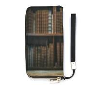 SEEKJOYS Wallet for Women The Globe of The Library Ladies Wallets Card Holder Clutch Stylish Leather Wallet with Wrist Strap Long Womens Purse