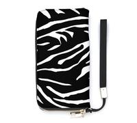 SEEKJOYS Wallet for Women Zebra Black Stripe Abstract Ladies Wallets Card Holder Clutch Stylish Leather Wallet with Wrist Strap Long Womens Purse