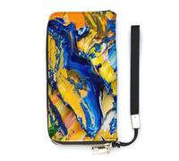 SEEKJOYS Women Wallet Artist's Palette with Mixed Oil Paints Ladies Wallets Card Holder Clutch Stylish Wallet with Wrist Strap Long Womens Purse for Girls Ladies