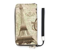 SEEKJOYS Women Wallet Magazine Paris Ladies Wallets Card Holder Clutch Stylish Wallet with Wrist Strap Long Womens Purse for Girls Ladies