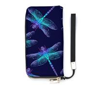 SEEKJOYS Women Wallet Strange Dragonfly Fantasy Ladies Wallets Card Holder Clutch Stylish Wallet with Wrist Strap Long Womens Purse for Girls Ladies