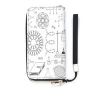 SEEKJOYS Women's Wallet Chemical Instrument Pattern Ladies Wallets Card Holder Clutch Stylish Leather Wallet with Wrist Strap Long Womens Purse