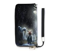 SEEKJOYS Women's Wallet Sacred White Deer Pattern Ladies Wallets Card Holder Clutch Stylish Leather Wallet with Wrist Strap Long Womens Purse