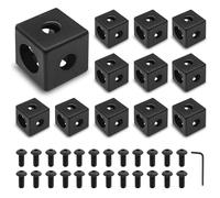 Seekliny 12pcs 2020 3-Way Corner Cube 2020 Extrusion Hardware T-Slot V-Slot Accessories with Screws and Nuts for 2020 Aluminum Extrusion Connector 3D Printer Accessories Black