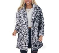 SeekMe Womens Faux Fur Coats Leopard Jackets Loose Warm Fall Winter Fluffy Jacket Outwear, White, XS