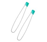Seeknit Rounded Tip Long Stitch Holder with Plastic Closure, Stainless Steel, Green, 13.5cm - 2 Pieces