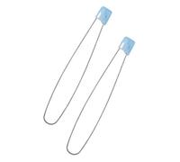 Seeknit Rounded Tip Long Stitch Holder with Plastic Closure, Stainless Steel, Light Blue, 13.5cm - 2 Pieces