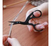 Seeknit Stork Shaped Matte Finish Embroidery Scissors-for All Kinds of Needlework, Stainless Steel, Black, 9cm