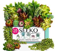 Seeko Artificial Succulents -28 Pack- Premium Succulent Plants Artificial - Realistic Faux Succulents - Unpotted Textured Fake Succulents Decor for DIY