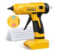 SEEKONE 100W Cordless Hot Glue Gun for Dewalt 20V Battery with Long Sticks | Hot Melt Glue Gun with Indicator Light, Overheat Protection, 20pcs Glue Sticks (11mm x 150mm) for Crafting, DIY (No Battery)