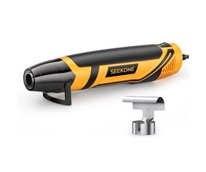 SEEKONE Mini Heat Gun 2 Temperature 260℃/450℃, 350W Handheld Hot Air Gun Tool 1.5S Fast Heating with Overload Protection, Non-Slip Rubber Body, Nozzle for Craft Embossing, Shrink Wrapping