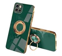 SEEKOO Case for Samsung Galaxy A22 5G, Ultra Thin TPU Bumper Shockproof Soft Cover Electroplating Phnom Penh Design Silicone Skin Slim Case with 360 Degree Ring Kickstand, Dark green