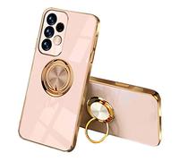SEEKOO Case for Samsung Galaxy A33 5G, Ultra Thin TPU Bumper Shockproof Soft Cover Electroplating Phnom Penh Design Silicone Skin Slim Case with 360 Degree Ring Kickstand, Pink