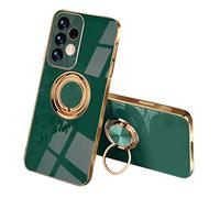 SEEKOO Case for Samsung Galaxy A33 5G, Ultra Thin TPU Bumper Shockproof Soft Cover Electroplating Phnom Penh Design Silicone Skin Slim Case with 360 Degree Ring Kickstand, Dark green