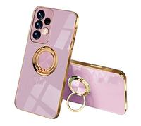 SEEKOO Case for Samsung Galaxy A52s 5G / Samsung Galaxy A52, Ultra Thin TPU Bumper Shockproof Soft Cover Electroplating Phnom Penh Silicone Case with 360 Degree Ring Kickstand, Purple