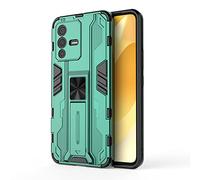 SEEKOO Case for Vivo V23 5G / Vivo S12, Ultra-thin Protective Silicone TPU Shockproof Hybrid Hard PC Back Phone Cover, with Foldable Hidden Form Bracket - Green