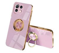 SEEKOO Case for Xiaomi 11 Lite 5G NE/Xiaomi Mi 11 Lite, Ultra Thin Elegant Soft Silicone Electroplating Design Shockproof TPU Gel Case Cover with 360 Degree Rotation Ring, Purple