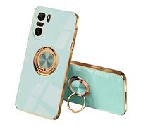 SEEKOO Case for Xiaomi Poco F3 / Xiaomi Mi 11i 5G, Ultra Thin Elegant Soft Silicone Electroplating Design Case Shiny Shockproof TPU Gel Case with 360 Degree Rotation Ring, Light Green