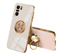 SEEKOO Case for Xiaomi Poco F3 / Xiaomi Mi 11i 5G, Ultra Thin Elegant Soft Silicone Electroplating Design Case Shiny Shockproof TPU Gel Case with 360 Degree Rotation Ring Pink