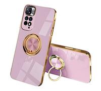 SEEKOO Case for Xiaomi Redmi Note 11 Pro 5G/4G, Ultra Thin TPU Bumper Shockproof Soft Cover Electroplating Phnom Penh Design Silicone Skin Slim Case with 360 Degree Ring Kickstand, Purple