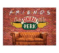 SeekPro Central Perk Friends Tv Show Theme Party Backdrop Red Brick Wall Retro Pub Sofa and Coffee Photography Background for Adult Birthday Ball Party Decorations Portraits Photoshoot 7x5ft