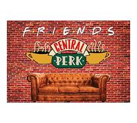 SeekPro Central Perk Friends Tv Show Theme Party Backdrop Red Brick Wall Retro Pub Sofa and Coffee Photography Background for Adult Birthday Ball Party Decorations Portraits Photoshoot 6x4ft