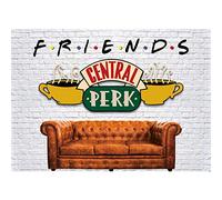SeekPro Central Perk Friends Tv Show Theme Party Backdrop White Brick Wall Retro Pub Sofa and Coffee Photography Background for Adult Birthday Ball Party Decorations Portraits Photoshoot 7x5ft